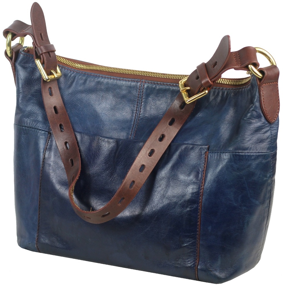 HOBO CHARLIE Leather Shoulder Bag Indigo Blue